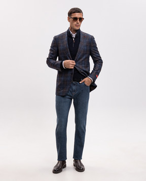 ISAIA Blue checked jacket 521GFI9968K