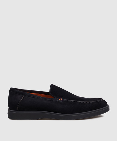 Blue suede loafers