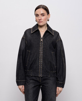 Versace Black denim jacket with crystals 10230671A16477
