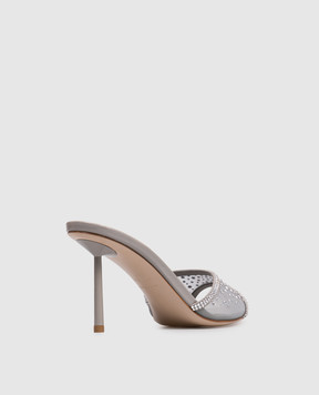 Le Silla Nicole grey mules with crystals 6669F080BXPPGSL