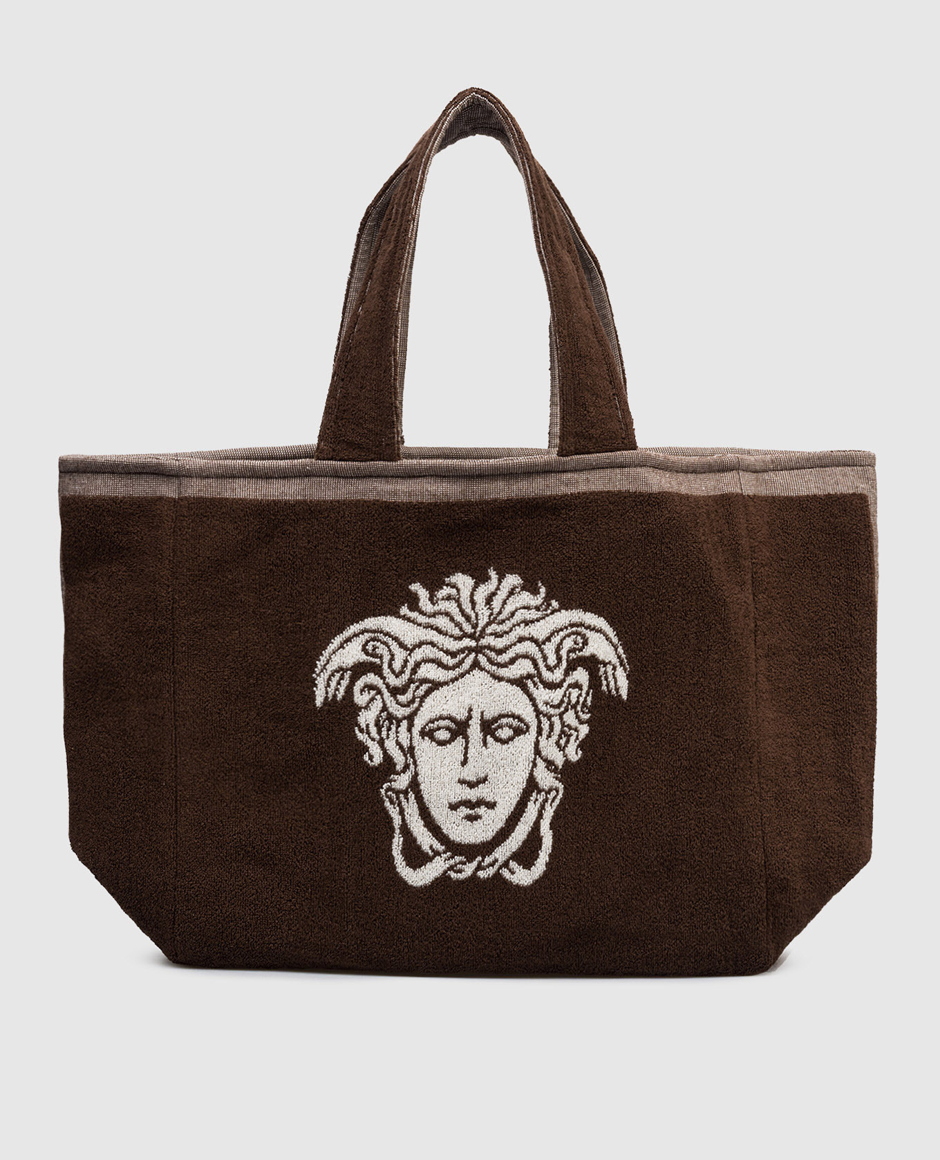 

Brown terry tote bag with Medusa pattern Versace