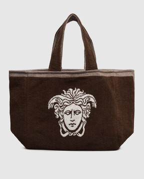 Versace Brown terry tote bag with Medusa pattern 10246191A17767