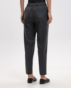 Peserico Gray wool pants with monil chain A0407203359