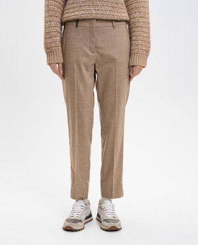 Peserico Beige wool and cashmere pants P0471803358