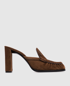 Saint Laurent LE LOAFER brown suede mules 86971327DTT