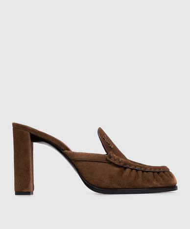 LE LOAFER brown suede mules