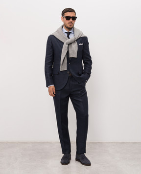 Brunello Cucinelli Blue suit made of silk, linen and wool MZ403LDTH5