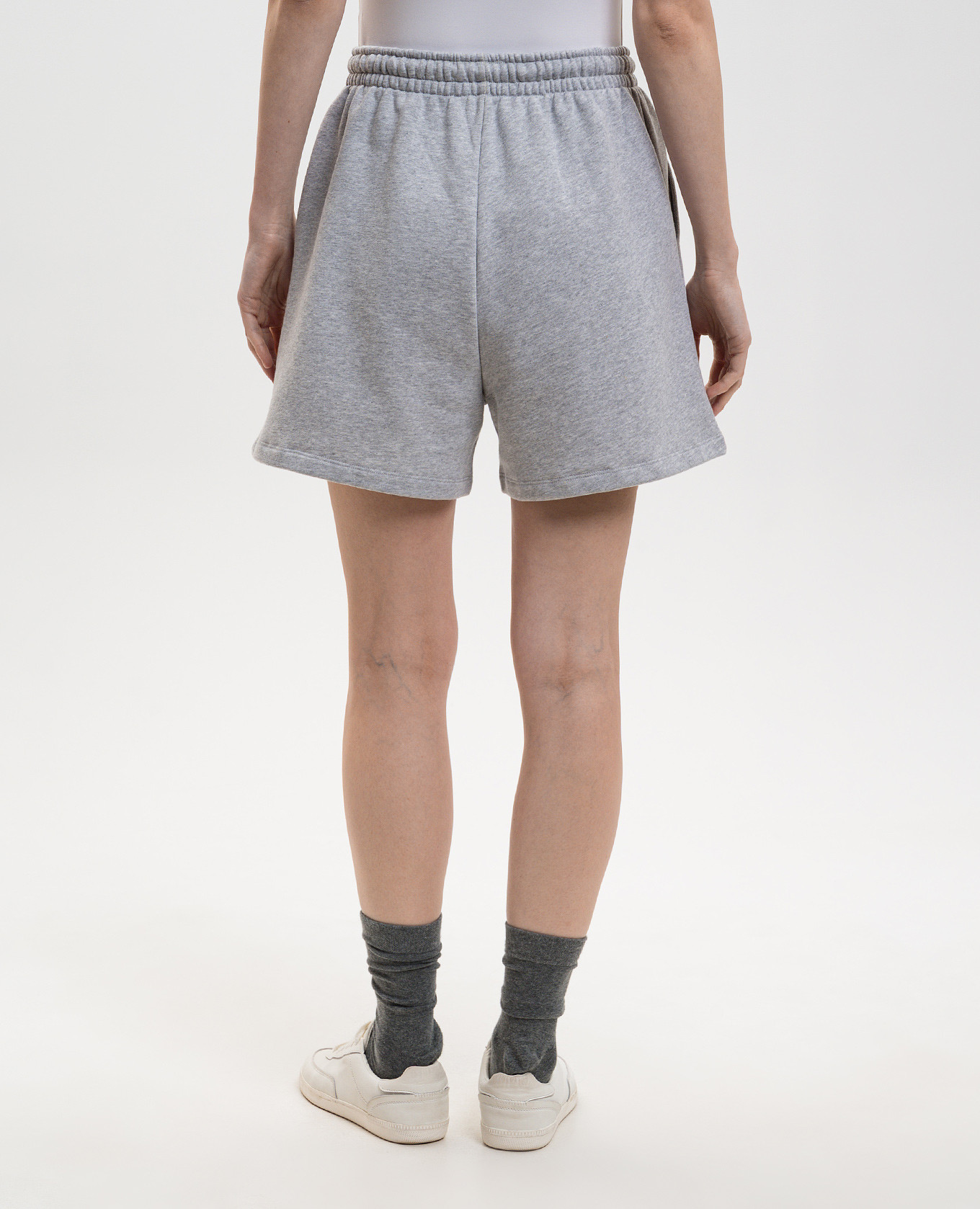 Grey melange shorts with logo patch The Attico 4