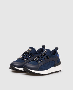 Stefano Ricci Children's blue combination sneakers with logo YG26G8166TSVTS
