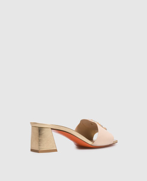 Santoni Beige leather mules with crystals and beads WHNA72041HA2TYKB