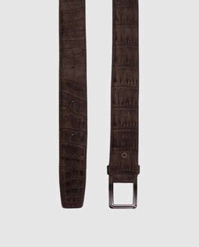 Stefano Ricci Brown crocodile leather belt with nubuck effect N381CNC587U