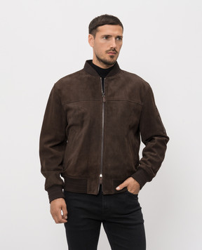 ISAIA Brown suede bomber jacket LW0221PLW67