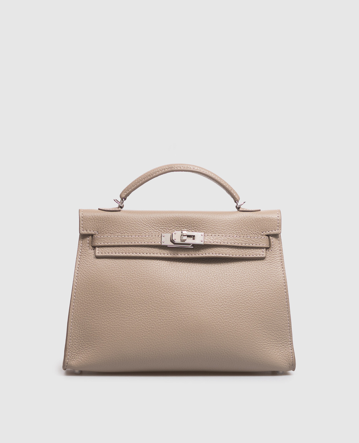 Beige leather satchel bag