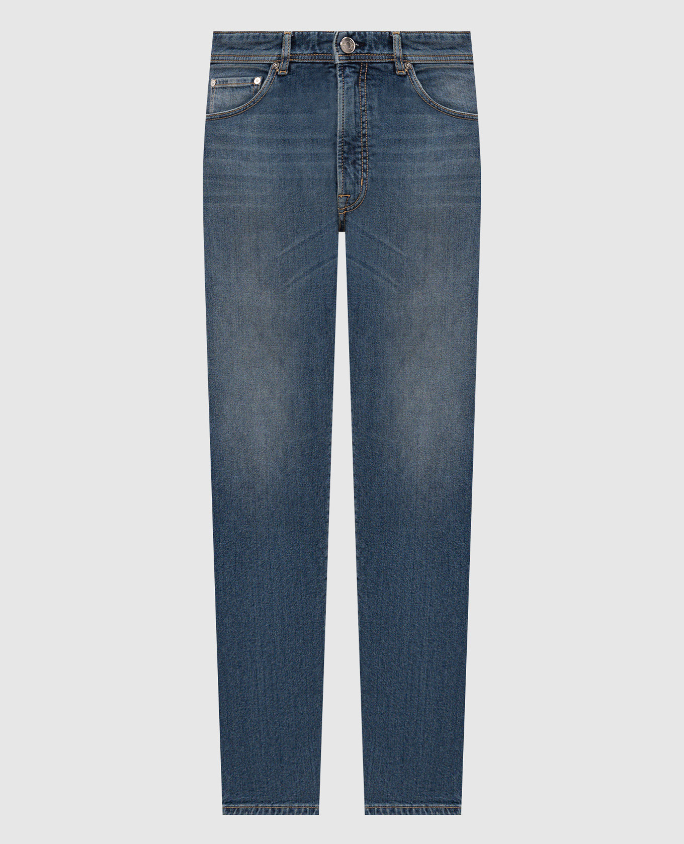 Blue jeans with logo patch