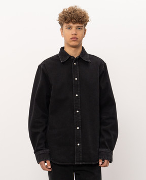 Off-White Black denim shirt with logo embroidery 44MYD05YF26D001
