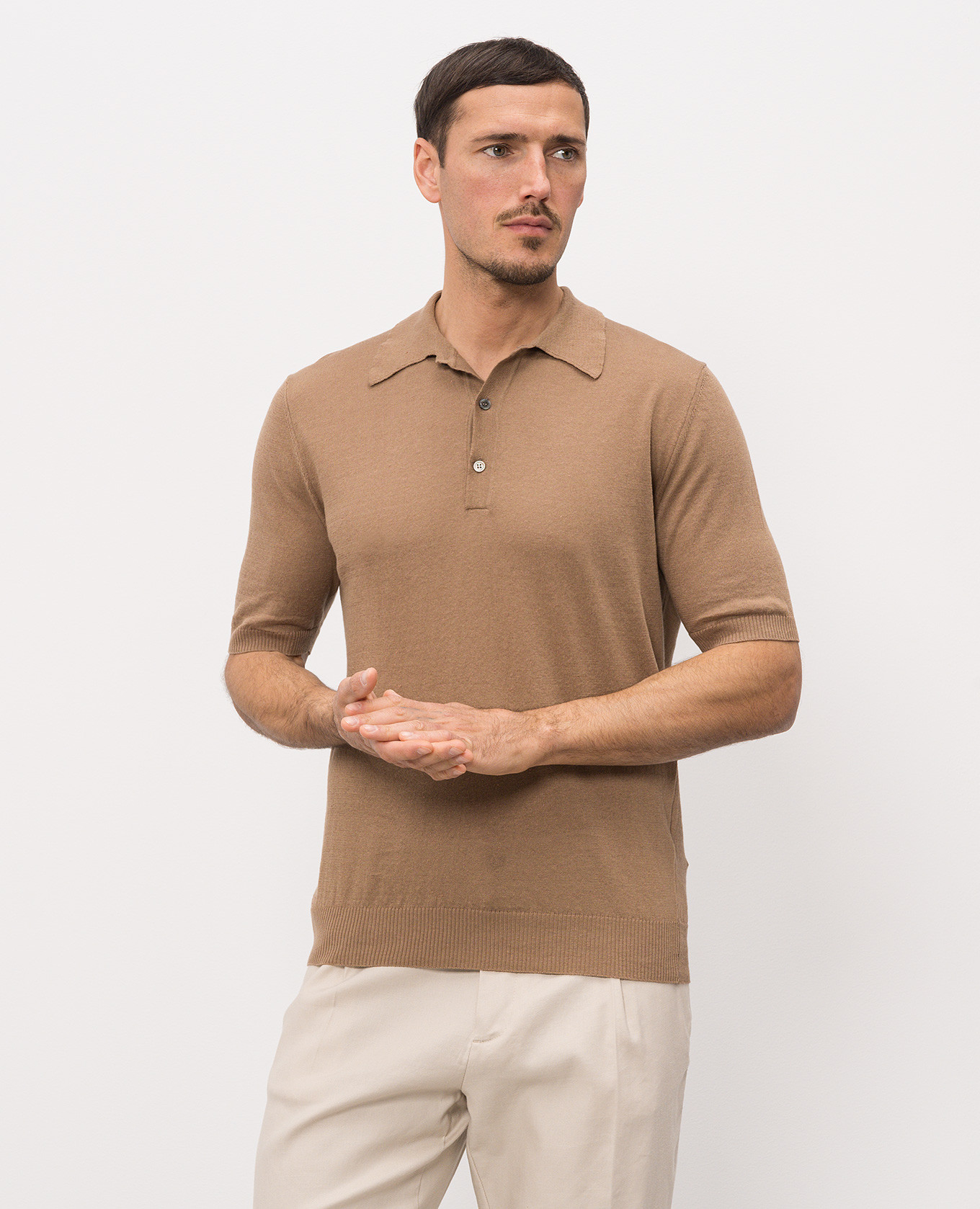 

Brown polo with linen Morgano