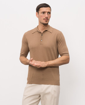 Morgano Brown polo with linen 7331869