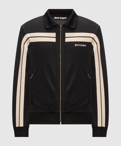 Black sports jacket with logo embroidery