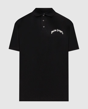Palm Angels Black polo shirt with contrast logo print PMGB012S26FAB005