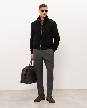 Enrico Mandelli Black wool and cashmere jacket with mink fur 2T704B4816