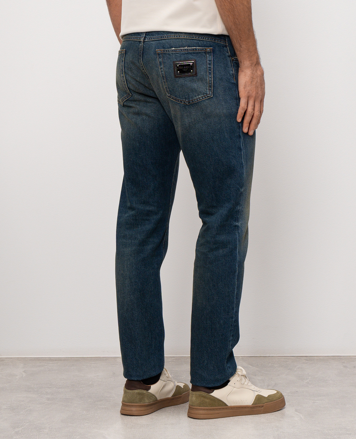 

Blue distressed jeans with logo patch Dolce&Gabbana