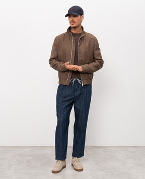 Cashmere&Whiskey Brown linen and silk T-shirt M54268085