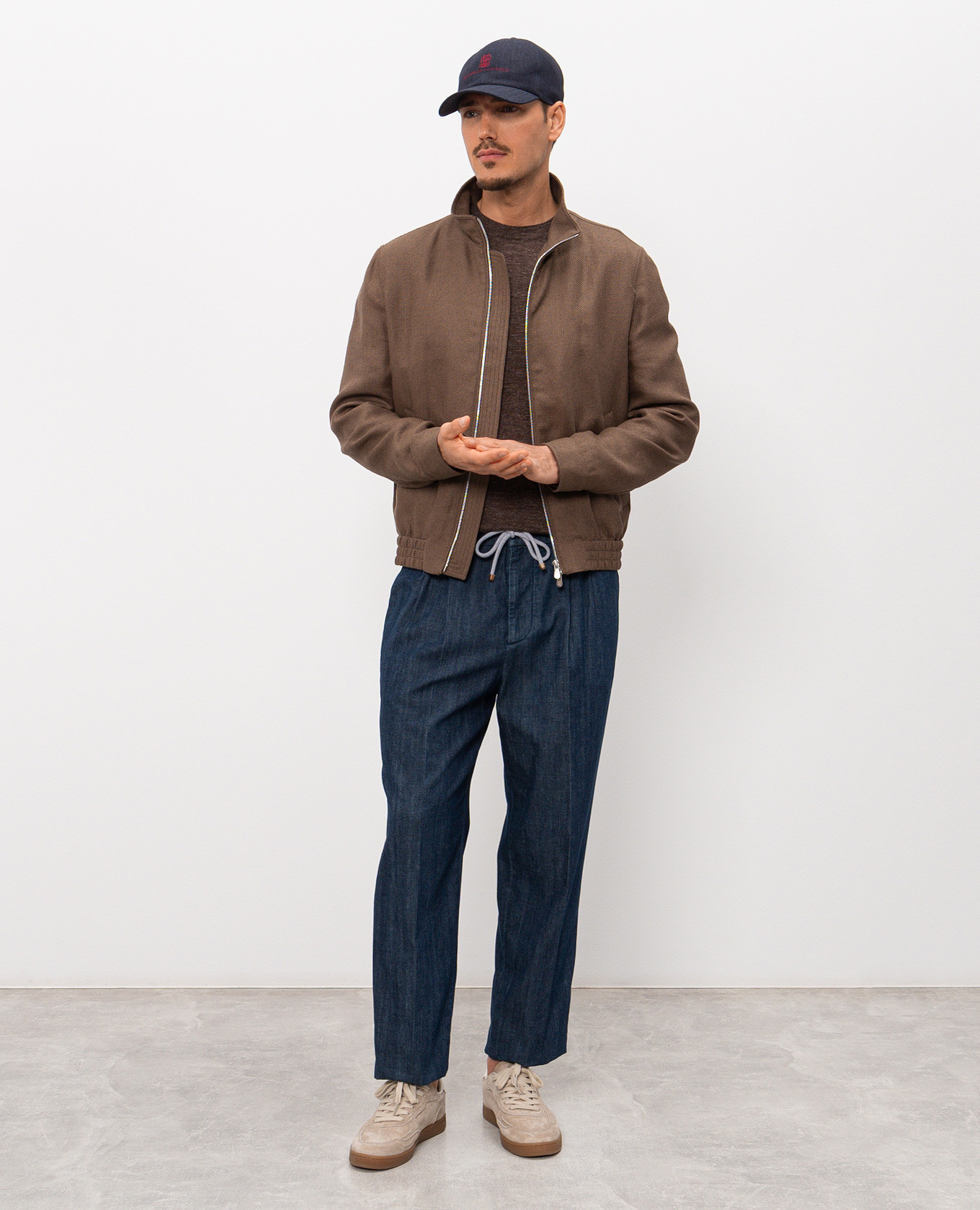Brown linen and silk T-shirt Cashmere&Whiskey 2