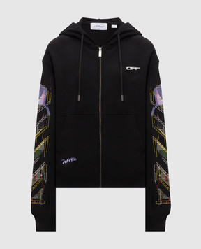 Off-White Black sports jacket with Arrow Archigeography logo print 44MBE015F26F003