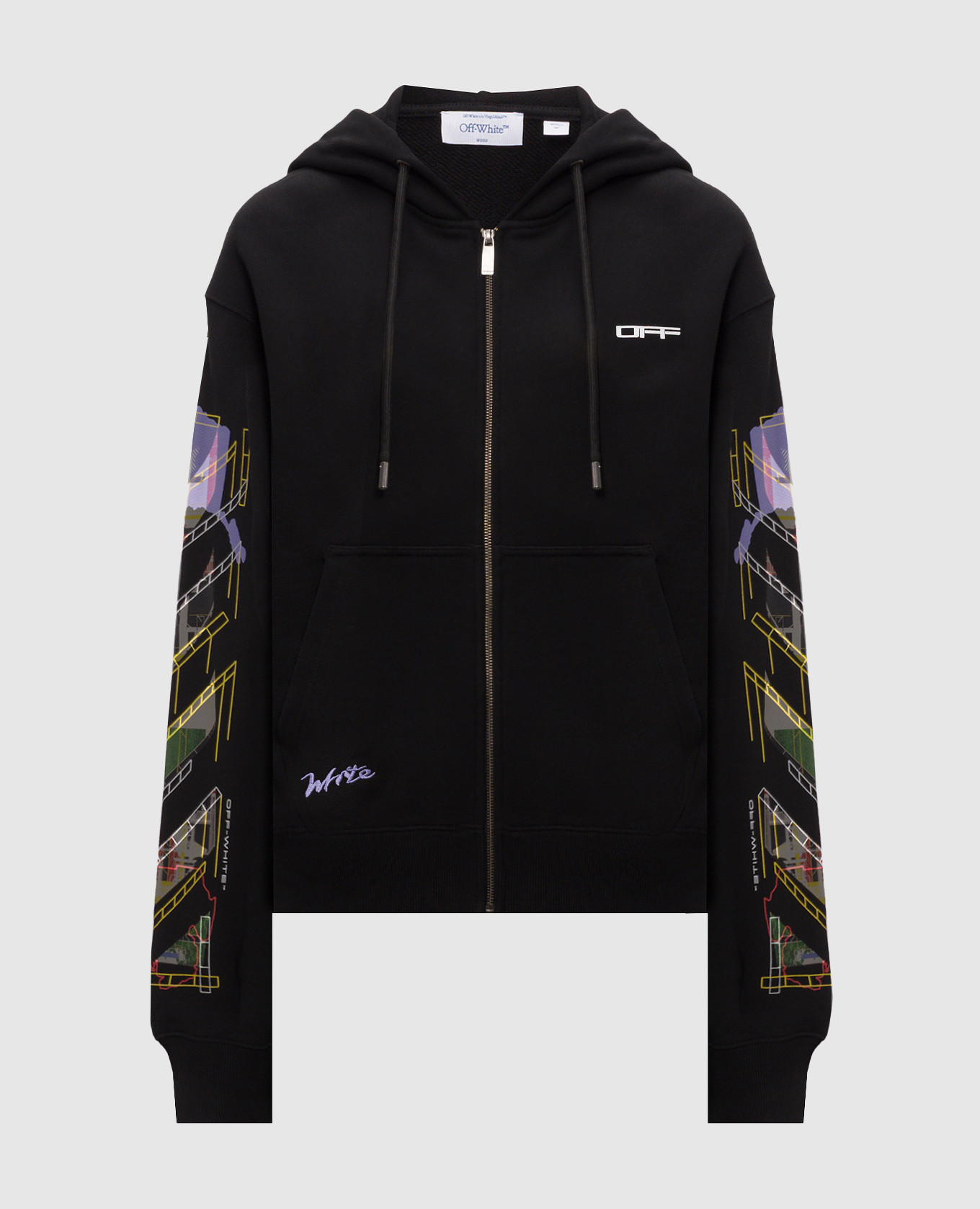 Black sports jacket with Arrow Archigeography logo print