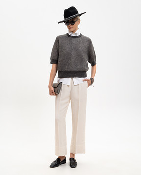 Brunello Cucinelli Gray wool top with lurex MGG270500P