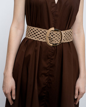 Twinset Beige leather braided belt 261TO5390