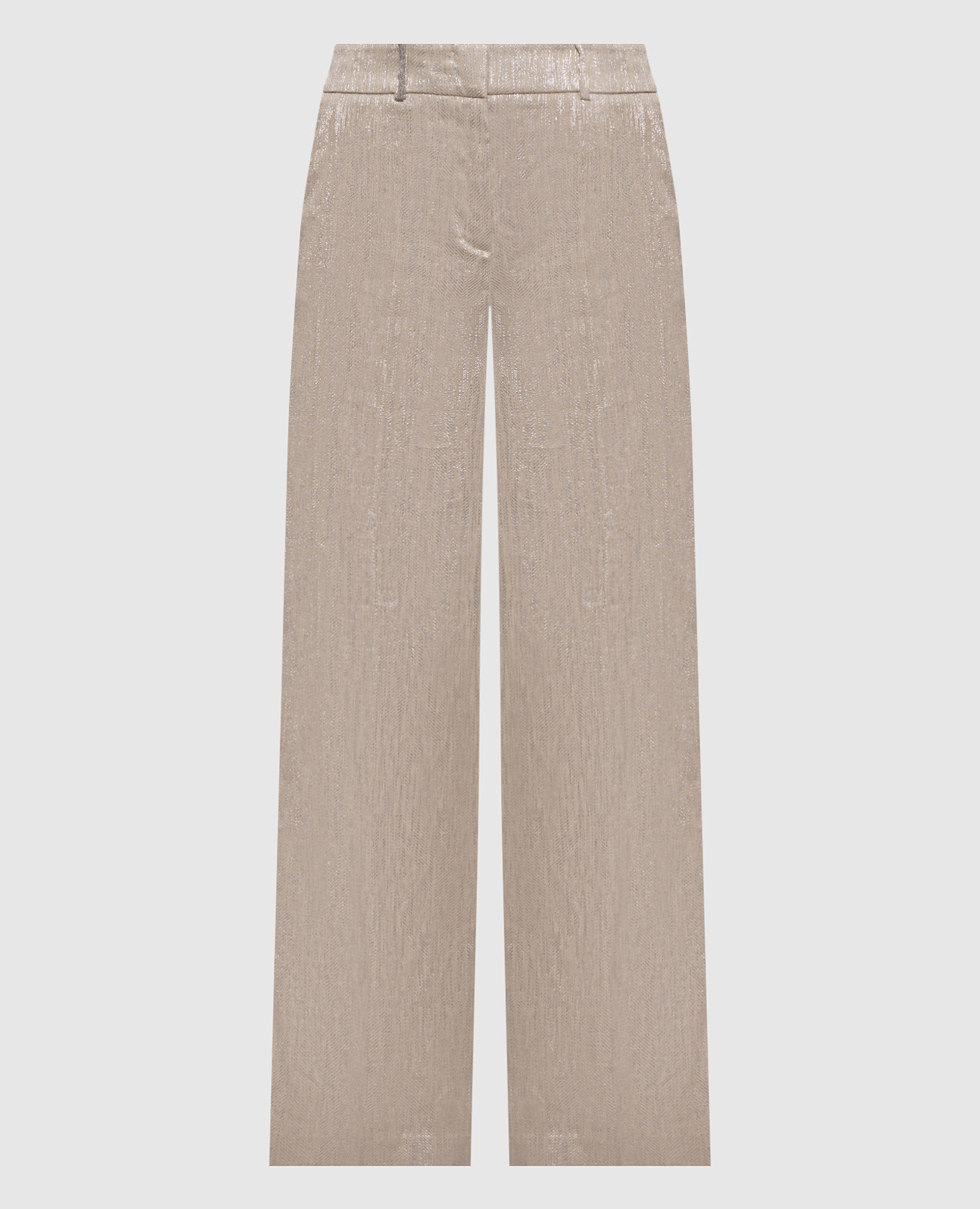 Beige linen pants with lurex