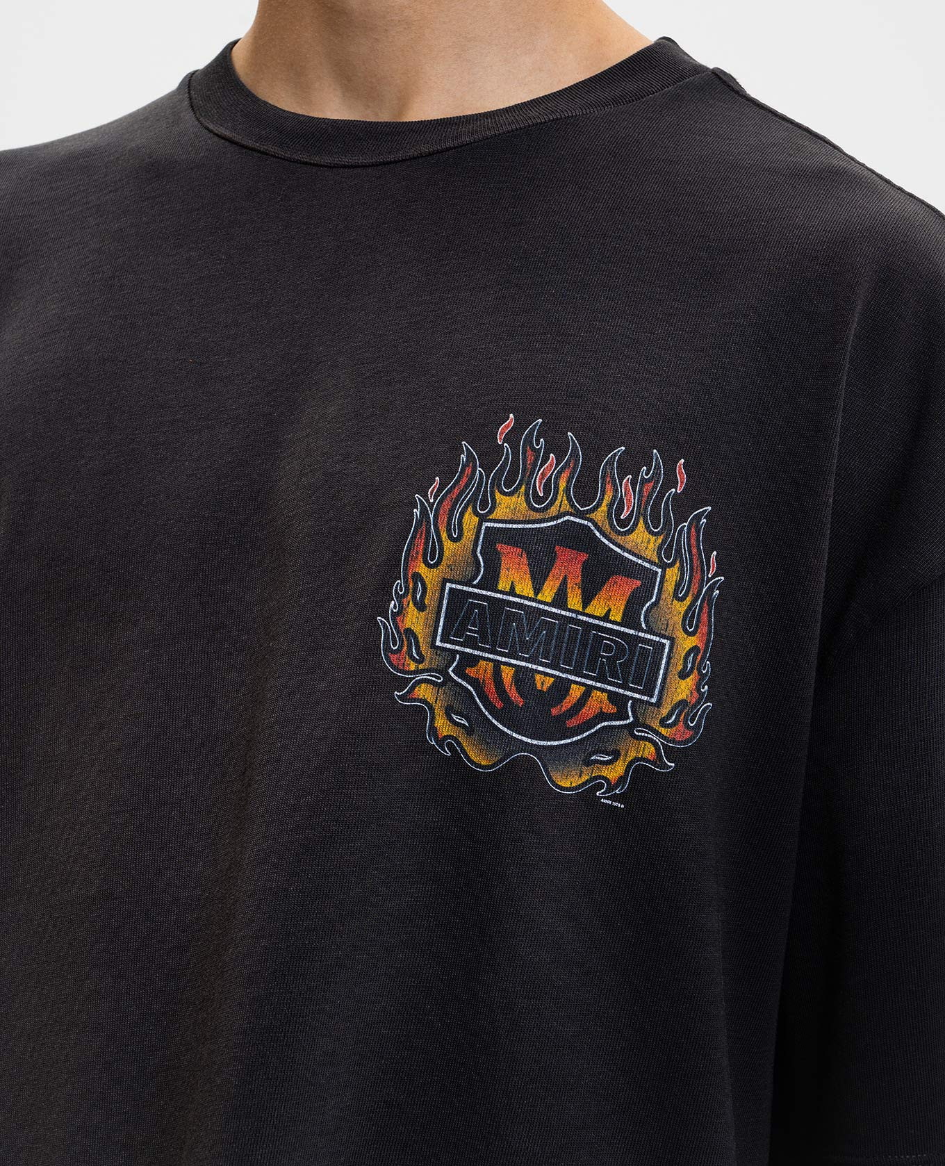 

Black Flames T-shirt with logo print AMIRI