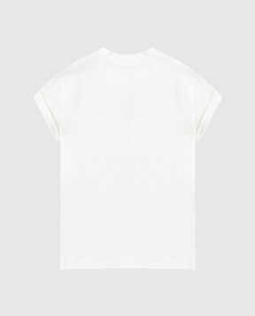 Brunello Cucinelli Children's white T-shirt with a monil chain B0T81T458C