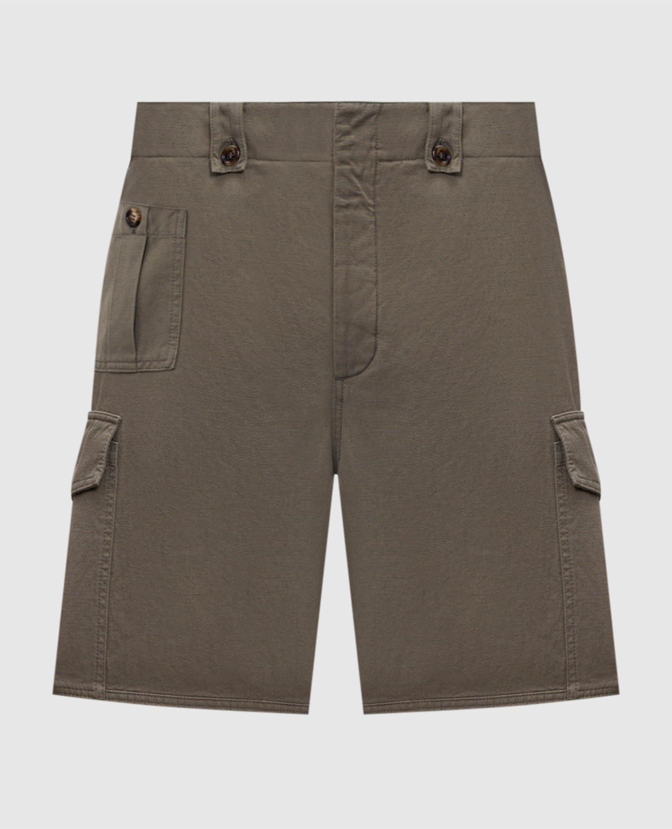 Khaki cargo shorts with linen