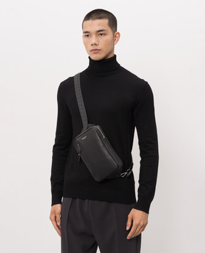 Serapian Black leather sling bag with logo SRCMOMML738715A001