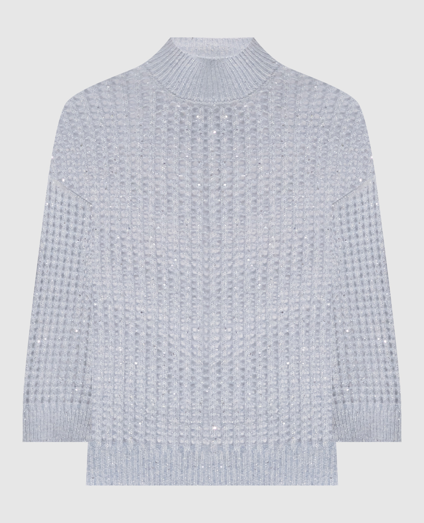 Blue openwork sweater with alpaca wool