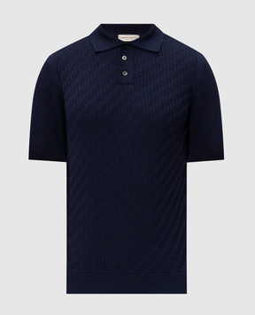 Cashmere&Whiskey Blue polo with woven pattern DOP268