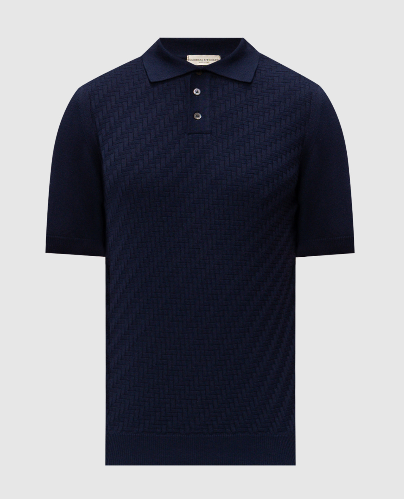 Blue polo with woven pattern Cashmere&Whiskey