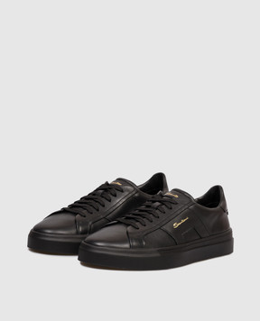 Santoni Black leather sneakers MBGT21779NEORXWH