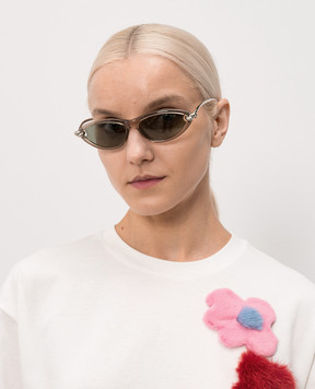 Bottega Veneta Grey Cat Eye Sunglasses 821447VBL80