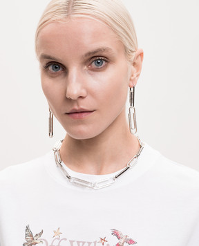 Off-White Silver Paperclip Necklace with Crystals OWOB148S26MET001