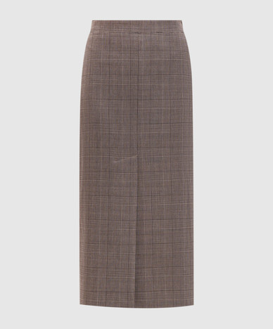 Checked skirt with wool