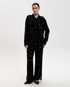 Asceno Maya black velvet shirt T063F65C01