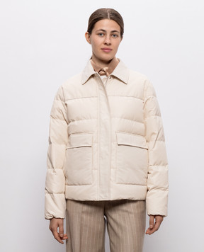 Peserico Ivory down jacket with monil chain A2412103182