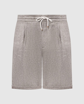 Brunello Cucinelli Gray hemp and linen shorts MP548U0020