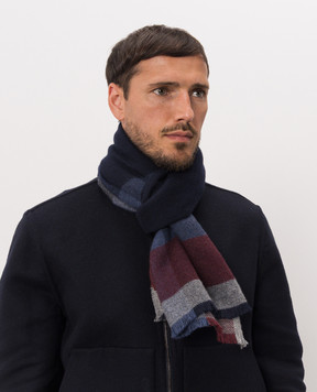 Brunello Cucinelli Blue wool and cashmere scarf MSC666AG