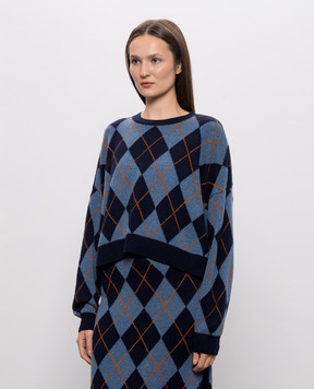 Twinset Blue sweater with geometric pattern 262TT3274