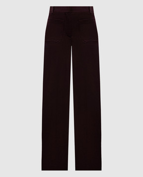 Victoria Beckham Alina burgundy wool flared pants 1226WTR005115S
