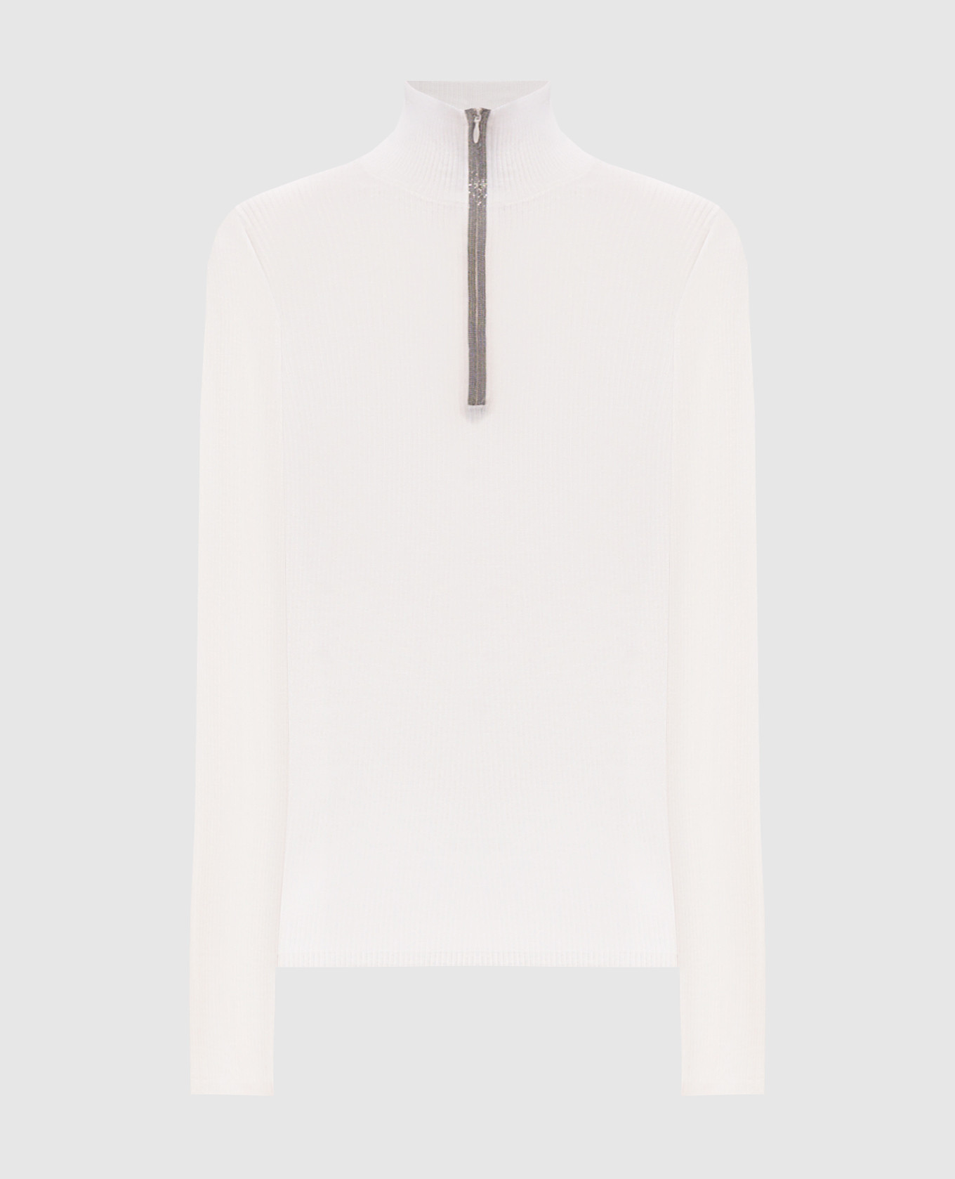 Ribbed wool and cashmere jumper with zipper